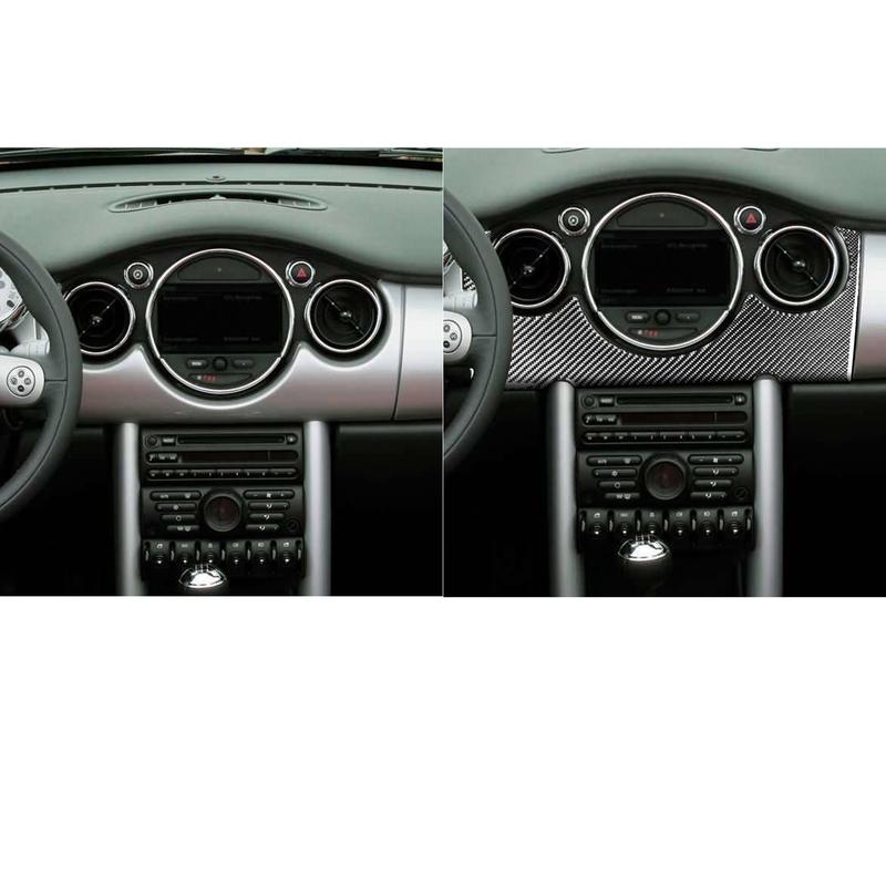 For Mini Cooper Hatch One R50 R53 2002-2004 Carbon Fiber Dashboard Central Control Panel Cover Car Interior Accessories Sticker
