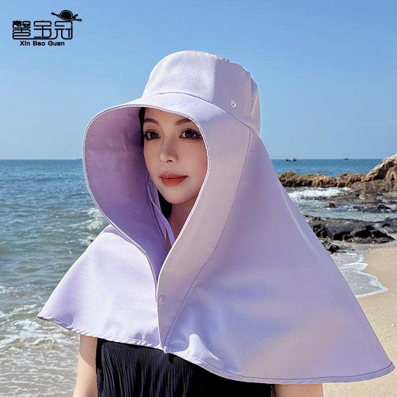 New Shawl Neck Protection Integrated Sun Hat Children Summer Outdoor Riding Face Cover Sun Protection Bucket Hat 8517