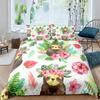 Cartoon Sloth Duvet Cover Set Cute Animals Bedding Sets For Boys Girls Funny Sloth Tropical Leaves Floral Nature Quilt Cover Set
