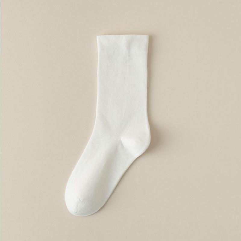 5 Pairs Solid Color Cotton Socks Medium Tube Knitted Loose Long Soft Spring Autumn Crew Casual Sock Black White Breathable Women Socks