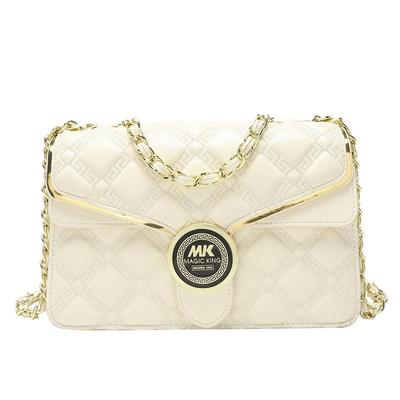 Bolsa feminina, bolsa de corrente com grade de diamante, bolsa quadrada pequena de alta qualidade para mulheres, bolsa transversal de couro com um ombro, novo modelo