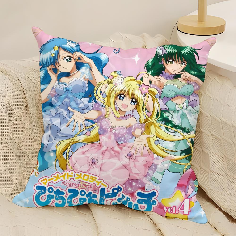 Comic Anime M-Mermaid Melody Pichi Pichi Pitch 5 Pillow Case Natural Linen Double-Sided Printing Sofa Home Decor Cushion Cover