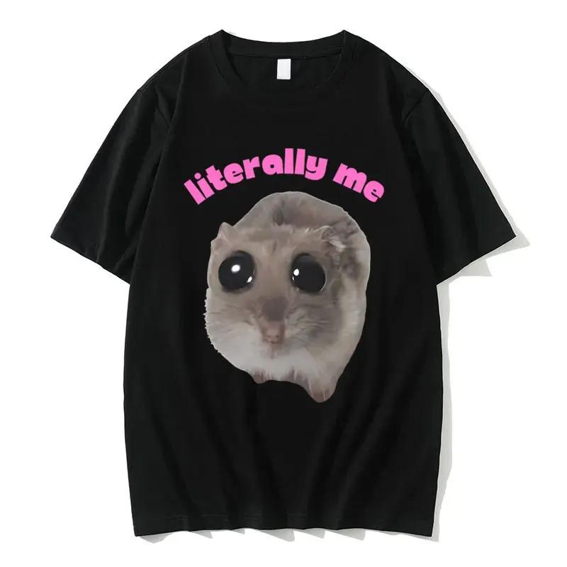 Funny Sad Hamster Meme Cry Men Women Cotton T Shirt Fashion Summer Casual Short Sleeve Streetwear Classic Print Unisex T Shirts