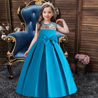 Middle and Large Children Long Dresses Gowns Little Girls Sleeveless Wrought Cloth Dress Princess Dress Piano Runway Performance Evening Dresses