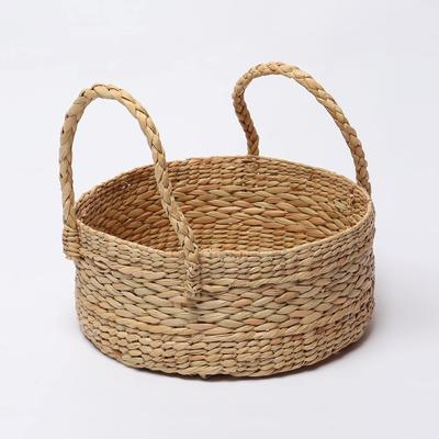 Wicker Round Basket|Cane Or Bamboo Basket|Tray Online|Cane Gift Hamper Basket,Wardrobe Basket|Bathroom Organizer Basket (Large,30.5 X 12.7 Cm),Beige