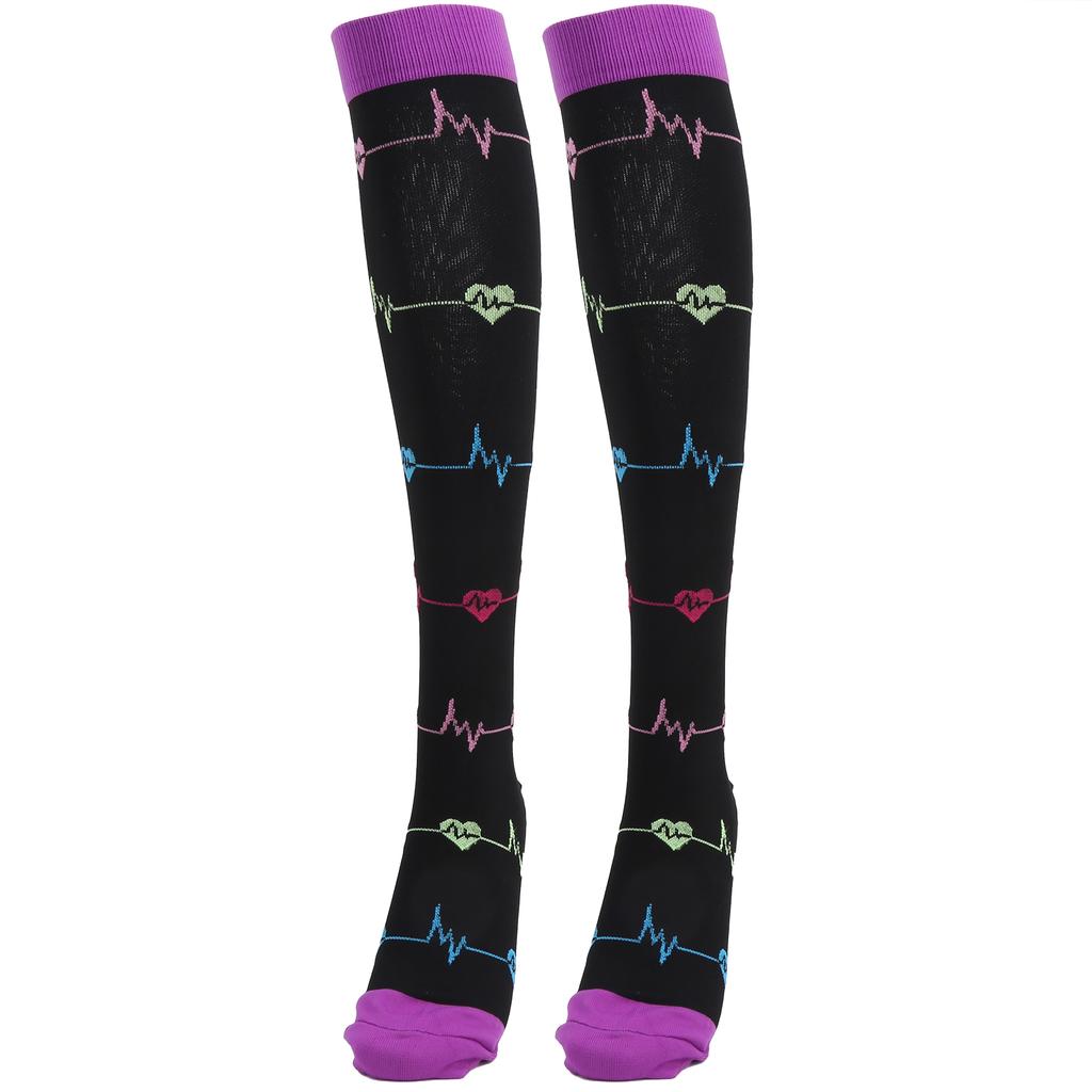 1 Paar Outdoor-Sport Kompressionssocken Laufen Radfahren Bergsteigen Wadenlange Socken (L XL)Schwarz