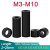 10Pcs/Pack Non-Threaded ABS Spacer TV Install Column Pillar M3-M10 Hollow Standoff Black Nylon PCB Board Support Washer