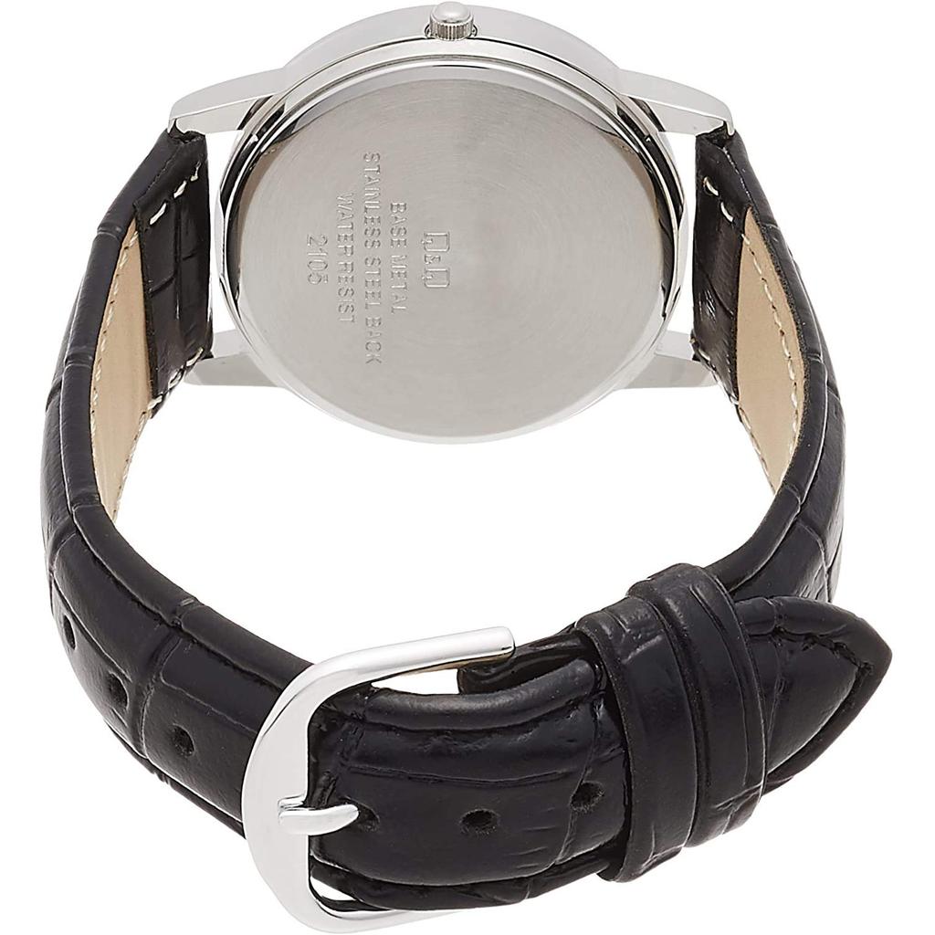 Citizen Q&Q Men   s Analog Waterproof Watch with Date, Day Display & Leather Band A206-504 White