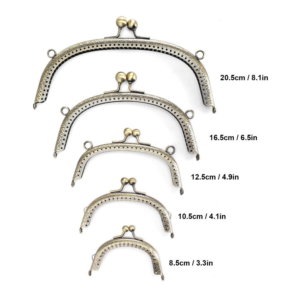 5Pcs Arc Shape Metal Purse Frame Bronze Embossed Clutch Frame  For Wallet Sewing