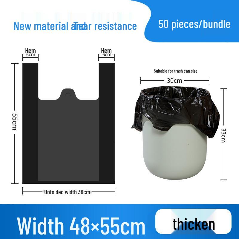 Black Handheld Thickened Vest-Style Trash Bags with Handles for Household Use