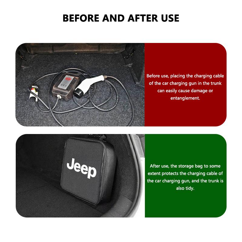 Car Charging Cable Rechargeable Gun Storage Oxford Round Bag For Jeep Compass Renegade Cherokee Wrangler JK Patriot Liberty AJZ1