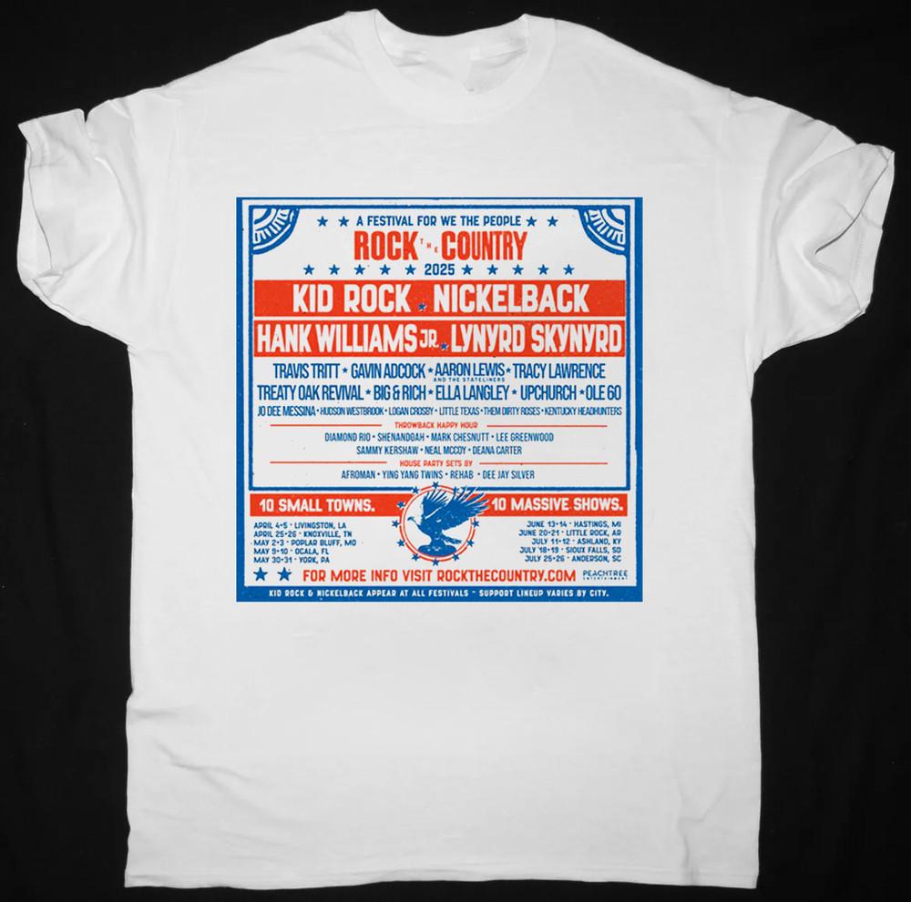 Kid Rock Rock The Country 2025 Short Sleeve T Shirt White All Size Unisex T-Shirt S