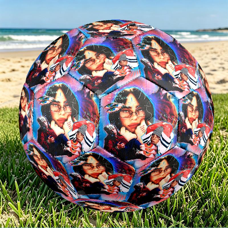 Billie Eilish Print Size 5 Soccer Ball, PU Wear Resistant Football for Match Training and Daily Practice, Birthday Gift for Soccer Fans