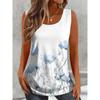 Fashion Women's V-Neck Sleeveless Short Sleeve 2D Flower Color Printing Flower Sleeveless Short Sleeve V-Neck Sleeveless T-Shirt