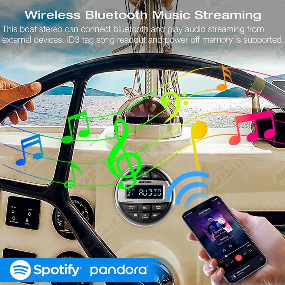 For RV Radio MP3 Media Player Boat Radio Stereo EQ Bluetooth Audio Radio FM AM Receiver Fit for Yacht ATV UTV SPA RZR