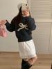 Winter Women's High-End Bow Knot Sweater - Loose Fit Round Neck Long Sleeve Knitwear