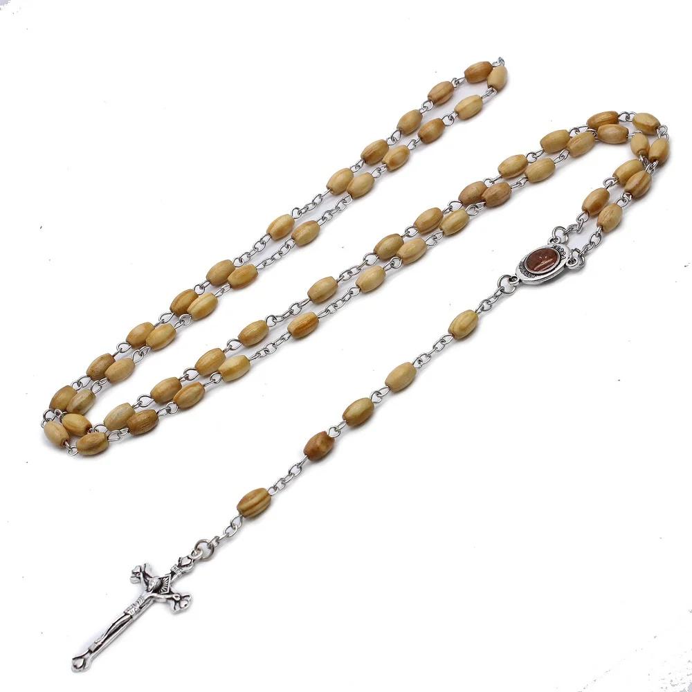 Hand Woven Catholic Christian Vintage Prayer Cross Rosary Necklace Interior Accessories