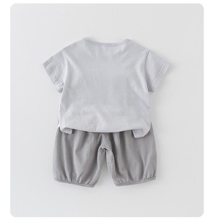 Baby Jungen Cartoon Elefant T-Shirt & Shorts Baumwoll Set, Leicht & Lässig