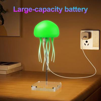 Lampe Méduses Flottantes Activée par la Voix et le Son Veilleuse Rechargeable par USB Lumière d'Ambiance Océanique Changeant de Couleur pour Décoration de Chambre