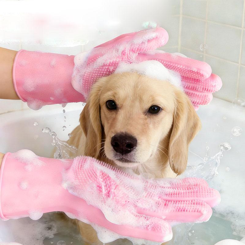 Pet Bath Glove Multifunctional Silicone Glove, Heat Resistant Waterproof Kitchen Dishwashing Glove, Durable Household Cleaning Glove