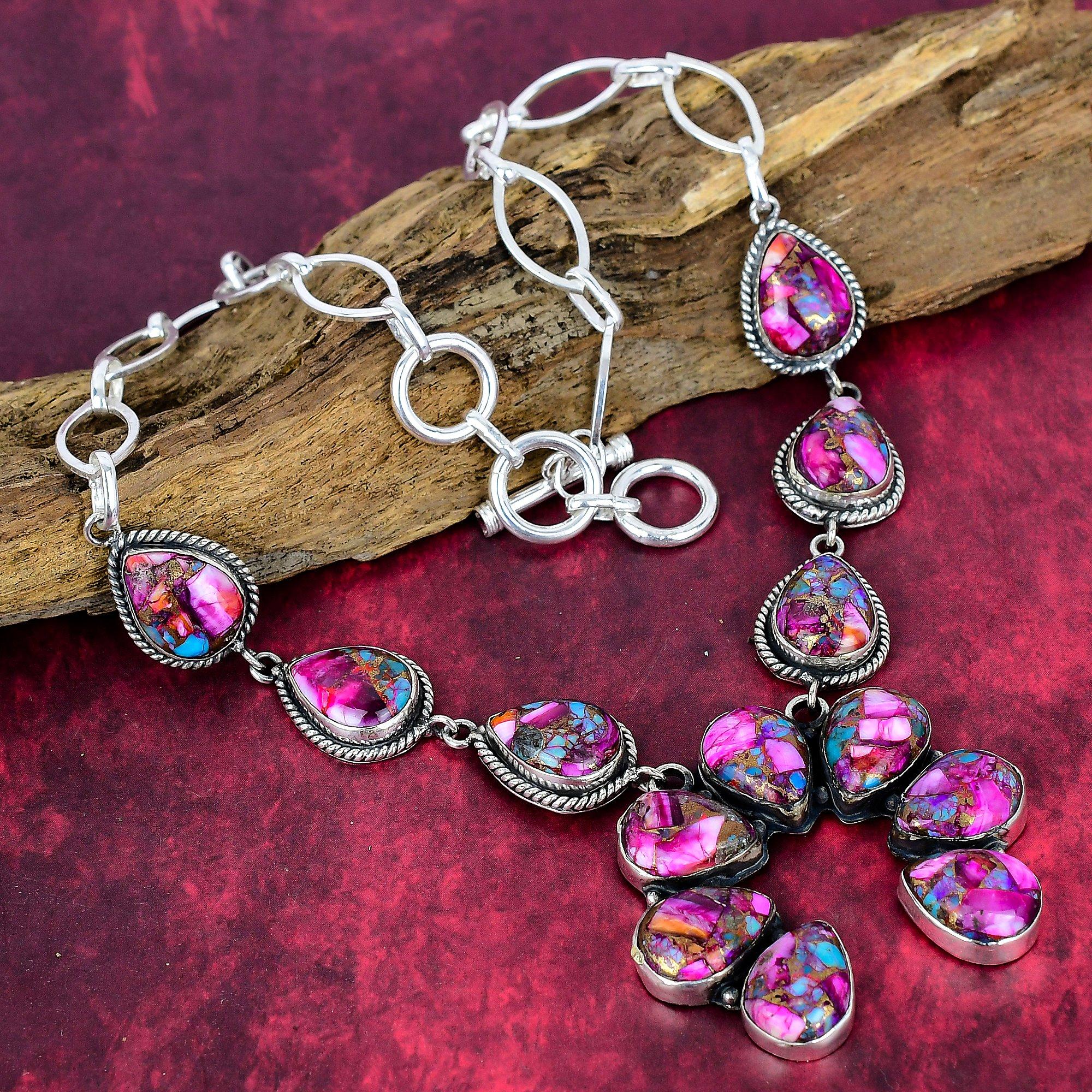 

Ожерелье из розового колючего устрицы из цельного серебра 925 пробы, ювелирное ожерелье ручной работы с драгоценными камнями, на День памяти