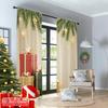 2pcs 2D Flat Printing Christmas Curtains Christmas Gifts Pinecones Ornaments Stars Fabric Without Electricity Festive Holiday