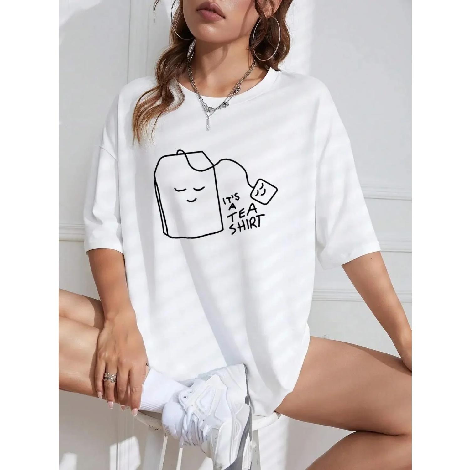 

Cotton Women T-Shirts Shirt Letter Printing Tees Casual Soft Short Sleeve Tops Loose Comfortable Street Clothes XXXXXL білий