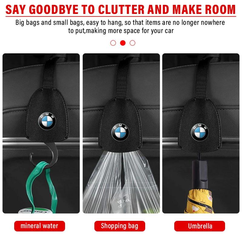 1/2pcs Leather Car Seat Back Hooks Portable Hanging Bag Rack For BMW E30 E34 E36 E39 E46 F10 F13 M Performance X1 F48 X3 X4 X5