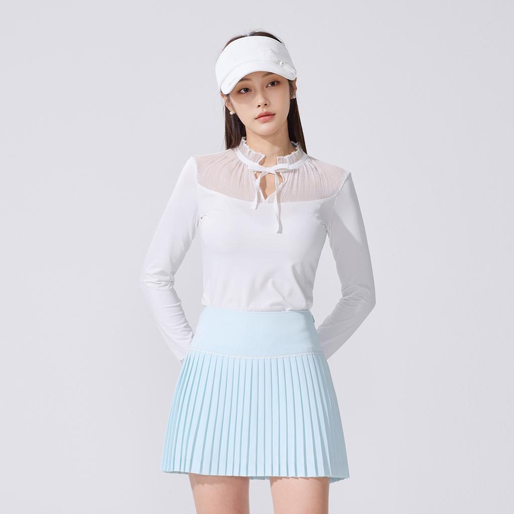 FAIRLIAR GOLF Crochet Flare Pleated Skirt (Mint)