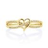 Huitan Gold Color Cross Heart Ring for Women Romantic Wedding Engagement Bridal Promise Accessories Red CZ Elegant Chic Jewelry