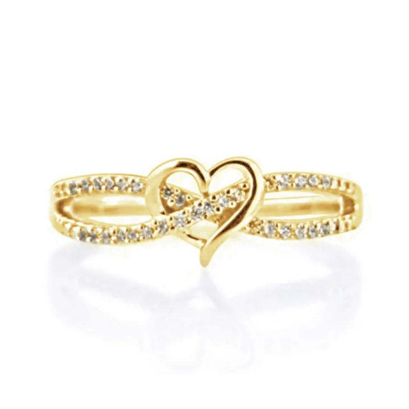 Huitan Gold Color Cross Heart Ring for Women Romantic Wedding Engagement Bridal Promise Accessories Red CZ Elegant Chic Jewelry