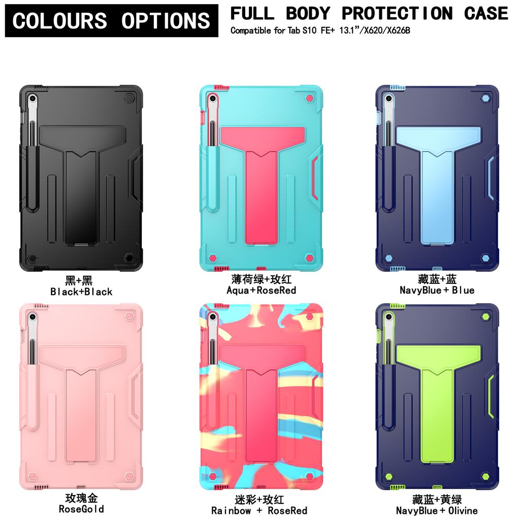 Hybrid Case for Samsung Galaxy Tab S10 FE Plus 2025 13.1 Inch SM-X620 SM-X626B Built-in Kickstand Cover Shockproof with Pen Slot