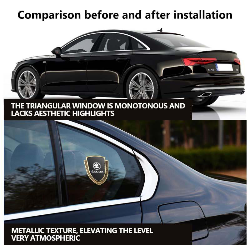 VIJT4 3D Metal Car Side Body Trunk Decoration Emblem Sticker Shield Styling For Skoda octavia a5 a4 mk1 2 fabia superb rapid mk3 yeti