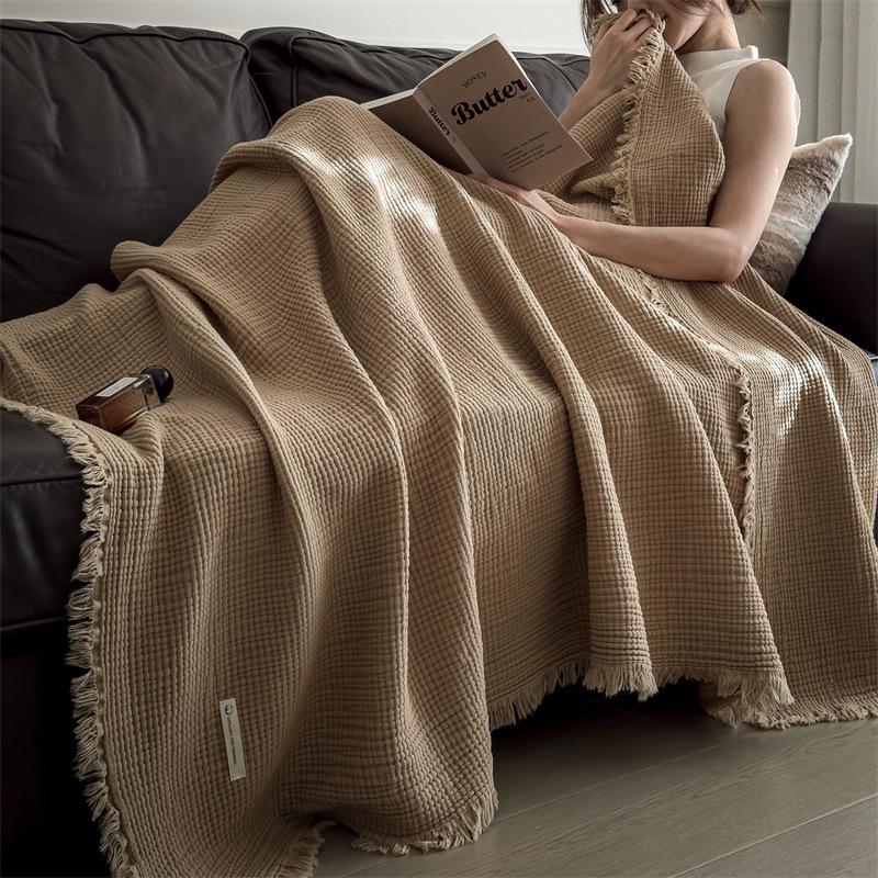 A-Class All-Cotton Gauze Summer Quilt & Blanket for Airplane, Sofa, or Office Nap