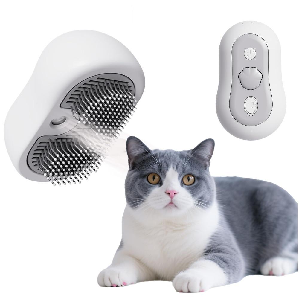 Electric Cat Dog Grooming Comb 3-in-1 USB Powered Silent Massage Tool with Steam Spray Brush Antistatic Built-in Water Tank