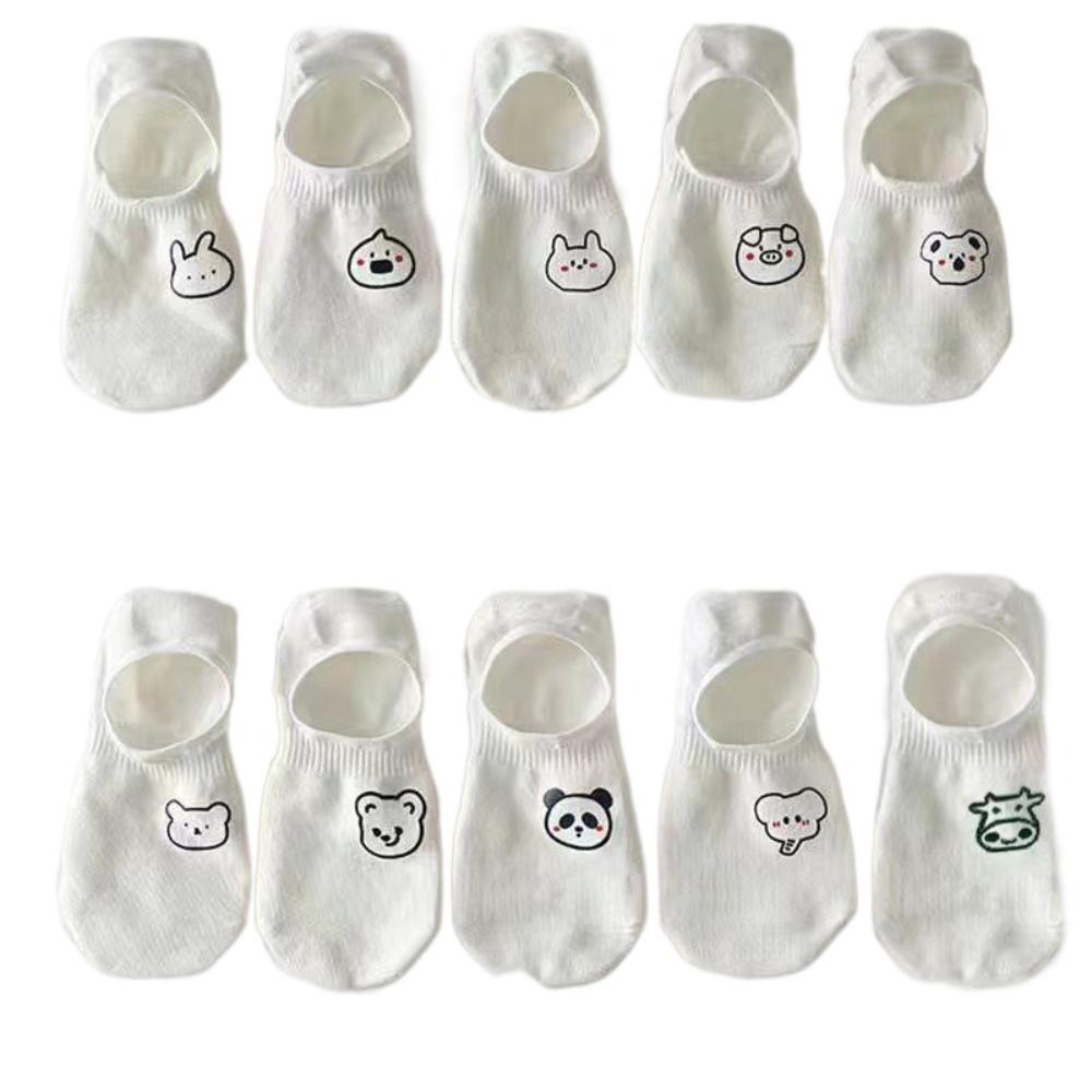 

10Pairs Thin Cute Boat Socks Cartoon Bear White Socks Trendy Women Invisible Socks Comfortable 10Pairs