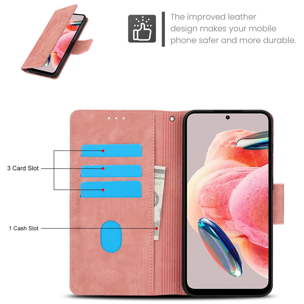 SY-001 For Xiaomi Poco C75 4G/Redmi 14R 5G/14C 4G Case Flower Butterfly Leather Wallet Phone Cover with Hand Strap