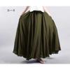 Long A-line Skirt In Cotton and Linen with Elastic Waist In Pure Color for Summer and Autumn