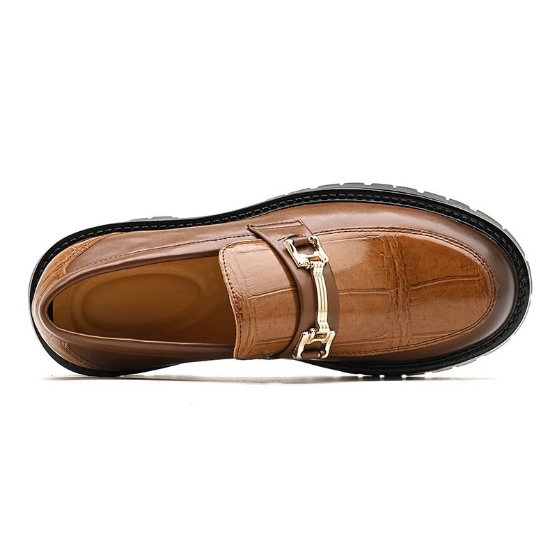 New All Match Thick-sole Loafter For Men's Patent Leather Dress Casual Height Increasing Shoes Wedding Dress Homecoming Footwear