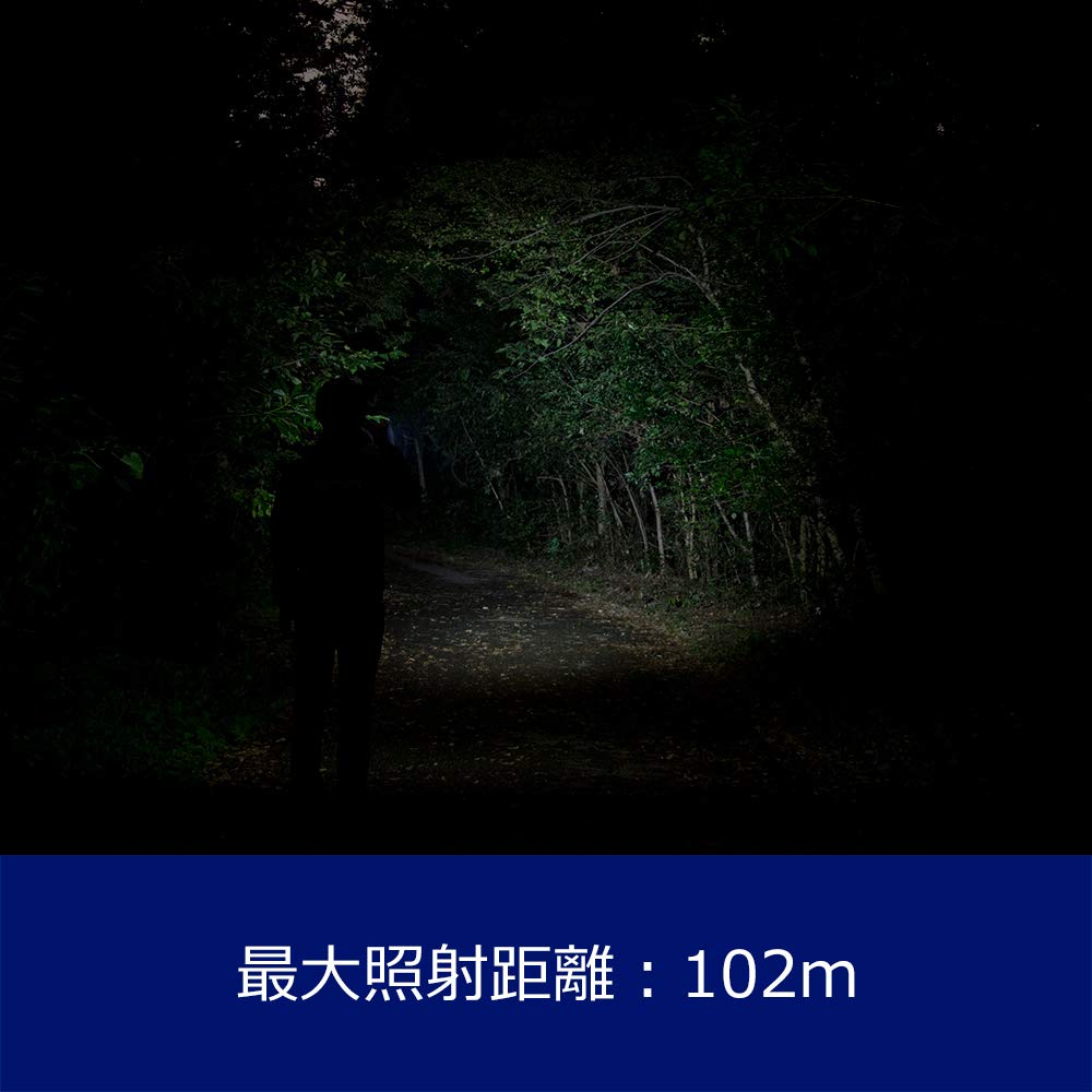 GENTOS TTR-07BK LED Flashlight [170 Lumens / 12 Hours of Operation / Dustproof / Water-Resistant] Uses Two AA Batteries, ANSI Standard