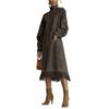 Damen Langarm Casual Retro Locker Hoher Kragen Wildleder Tasche Quaste Kleid