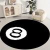 Black No. 8 Billiard Table Flannel-printed Round Floor Mats Are Slip-resistant Suitable for Room Bedroom Terrace Garden Carpets