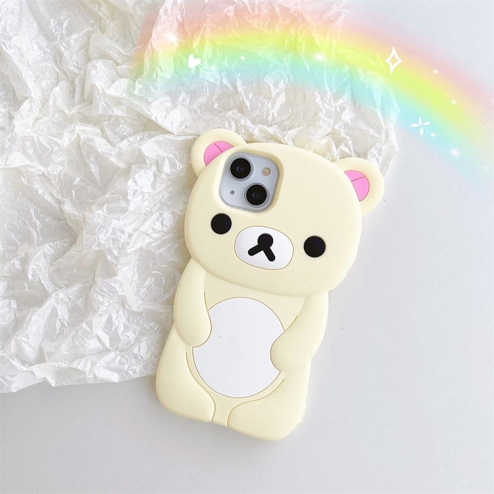 Niedliche Cartoon 3D Rilakkuma Handyhülle für iPhone 16 15 14 13 12 11 Pro X XS Max XR 6 7 8 Plus Weiche Silikonhülle