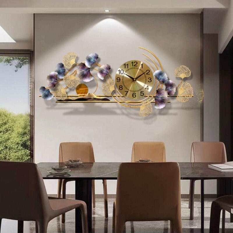 Modern Large Wall Clock 3d Gold Decoration Living Room Creative Leaf Luxury Clocks Home Decor Horloge Murale Gift