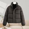 Winter new plaid cotton clothes women's short thickened warm stand-up neck cotton-padded clothes jacket loose casual bread clothes