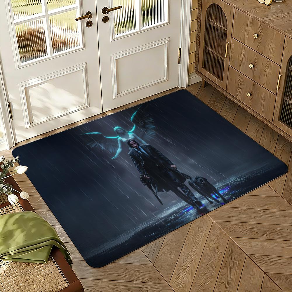 John Wick Floor Mat Soft Thickened Absorbent Non-Slip Bedroom Living Room Door Mat Home Decor Flannel Rugs