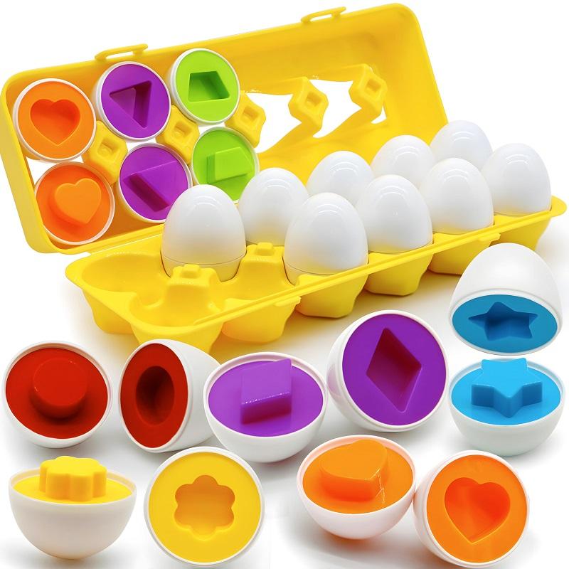 Montessori Smart Eggs Toy Baby Matching Puzzle Games Shape Sorter Educational Learning Toys For Children 2 3Y Kids Easter Gift