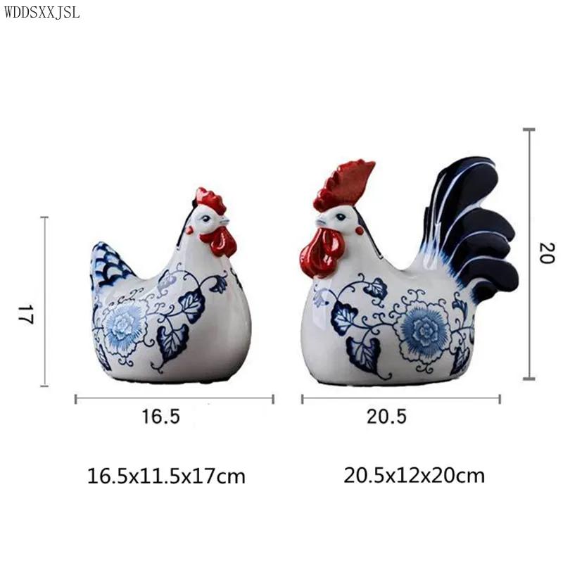 Home Decoration Accessories Chinese Style Creative Zodiac Chicken Ceramic Handicraft  Living Room Desktop Ceramic Ornaments