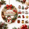 Christmas Party Wall Accents Interchangeable Wooden Wreath, 12 Pcs Front Door Plaque, DIY Decorative Wreath for Entrance Handmade Pattern Hanging