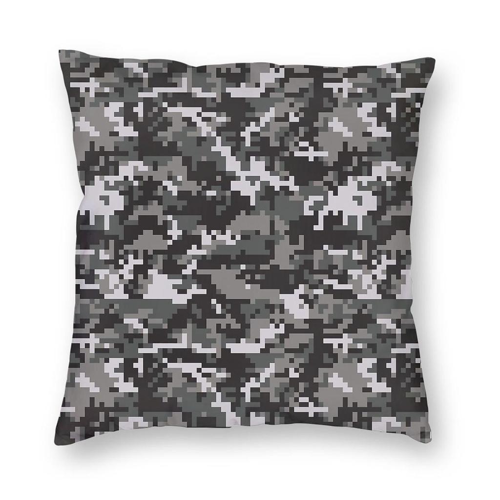 Black Gray Military Camouflage Pillowcase Polyester Linen Velvet Printed Zip Decor Home Cushion Cover